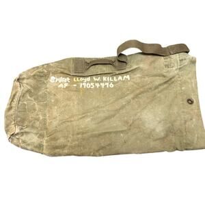 Vintage 1940s Army Air Force Military Duffle Bag Canvas  Senior Master Sergeant